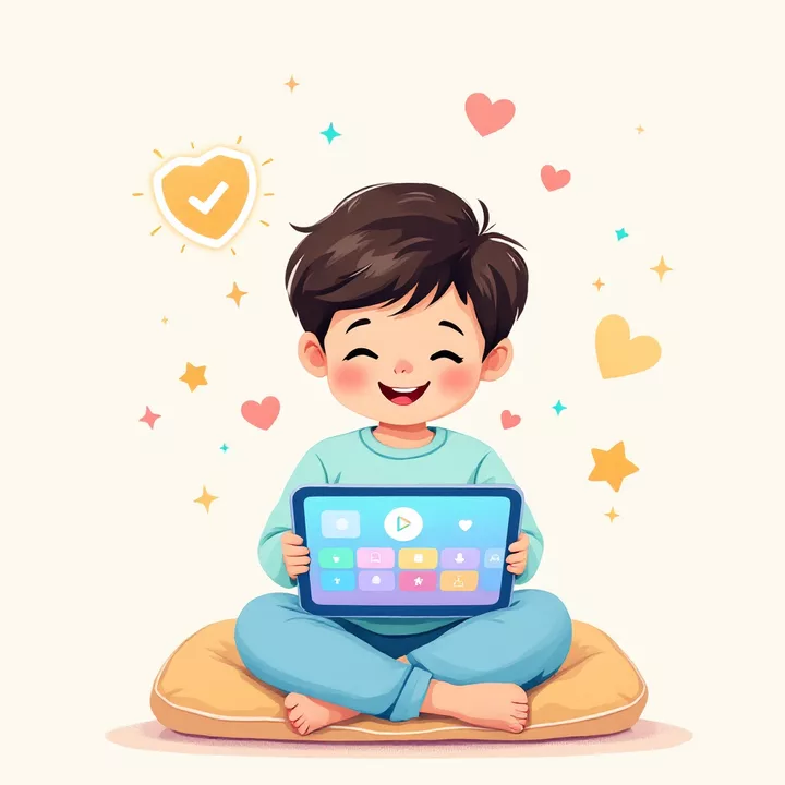Kid happily watching safe content